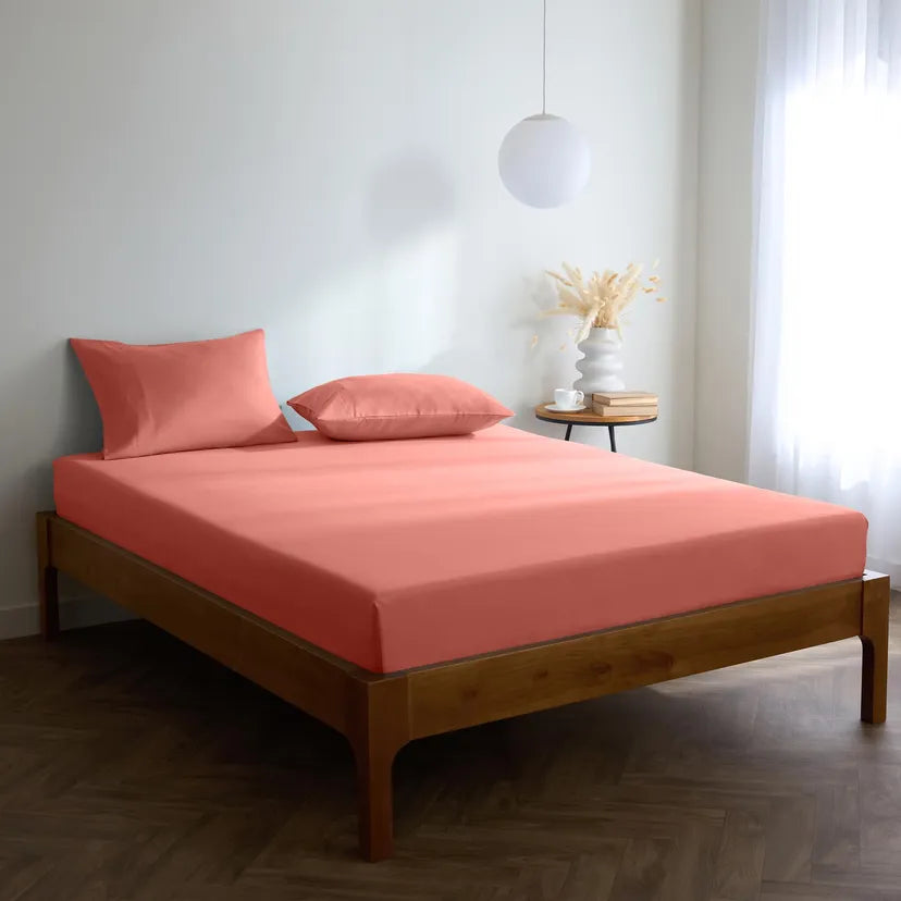 Mellanni Super King Fitted Sheet (Coral) – Soft Microfibre, 40 cm Extra Deep (180×200 cm)
