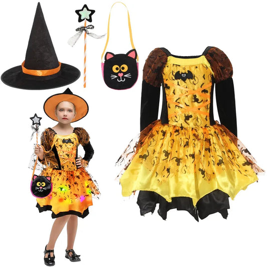 Girls Halloween Witch Costume with Light Up Dress 4-6 Years
