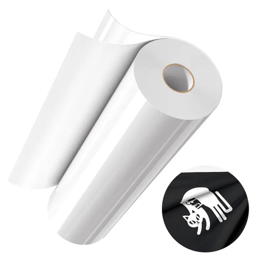 Hisiu White HTV Heat Transfer Vinyl 12"x20FT Iron-On for T-Shirts & Fabric