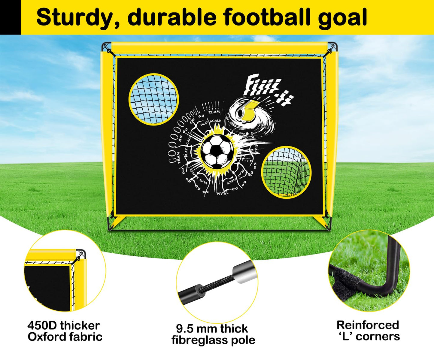 2-in-1 Kids Football Goal Training Net Foldable with Targets - Orange