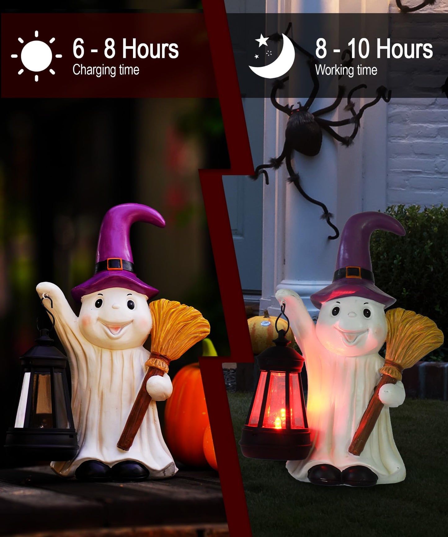 Solar Halloween Ghost Garden Statue with LED Lantern