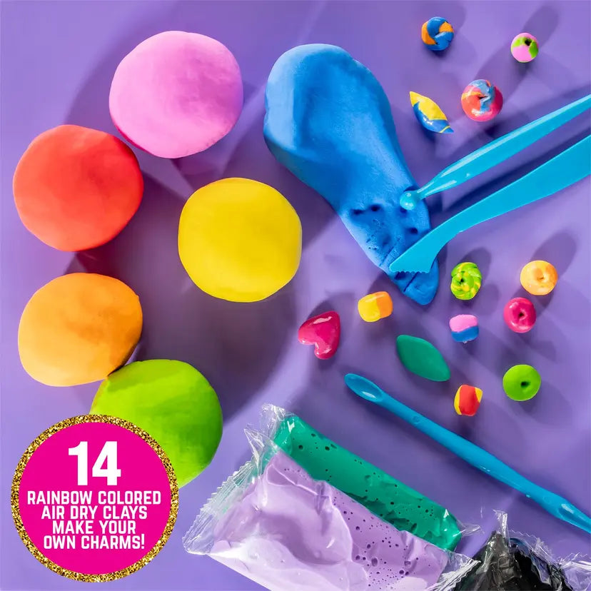 GirlZone Unicorn Charms and Clay Bracelet Kit, Jewellery Making Kit with Unicorn Charms