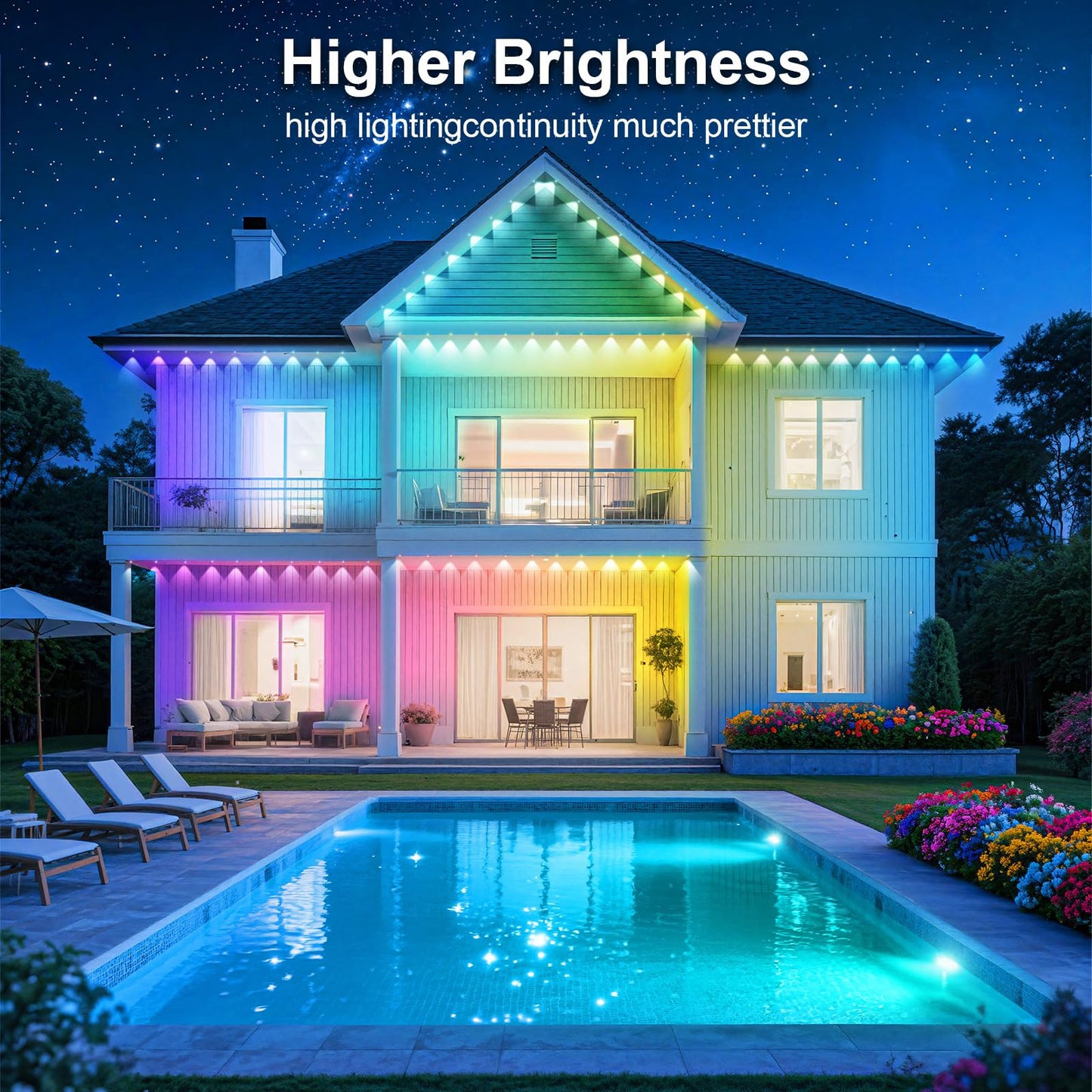 Permanent Outdoor Eaves Lights RGB App Remote Waterproof 45M LED