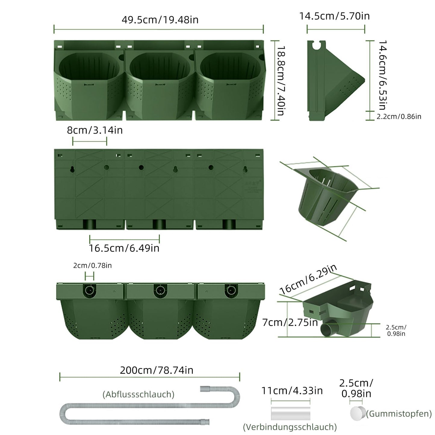 Self Watering Vertical Garden Wall Planter 36 Pocket 6.3L PP Auto Irrigation