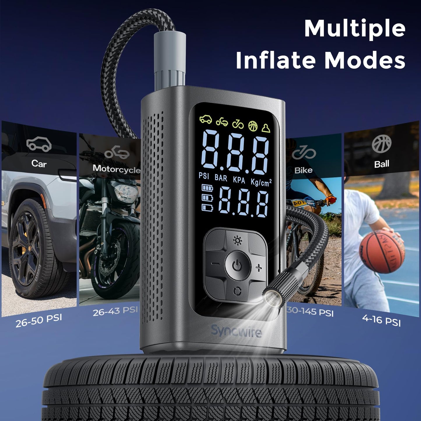 Portable Tyre Inflator 150PSI Electric Air Compressor LCD Auto Off
