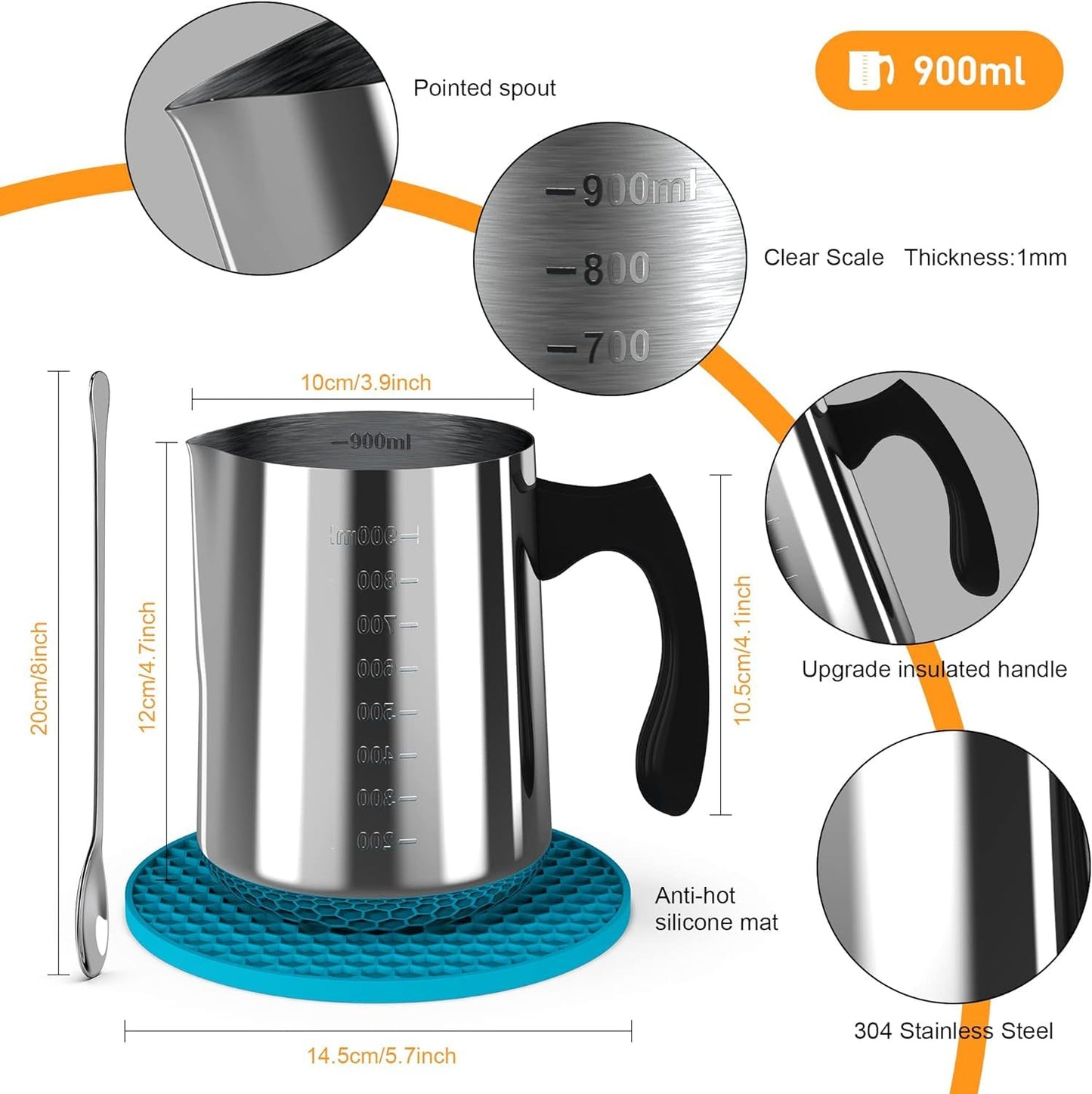 DIY Candle Making Kit 900ml Pouring Pot + Electric Hot Plate + Thermometer