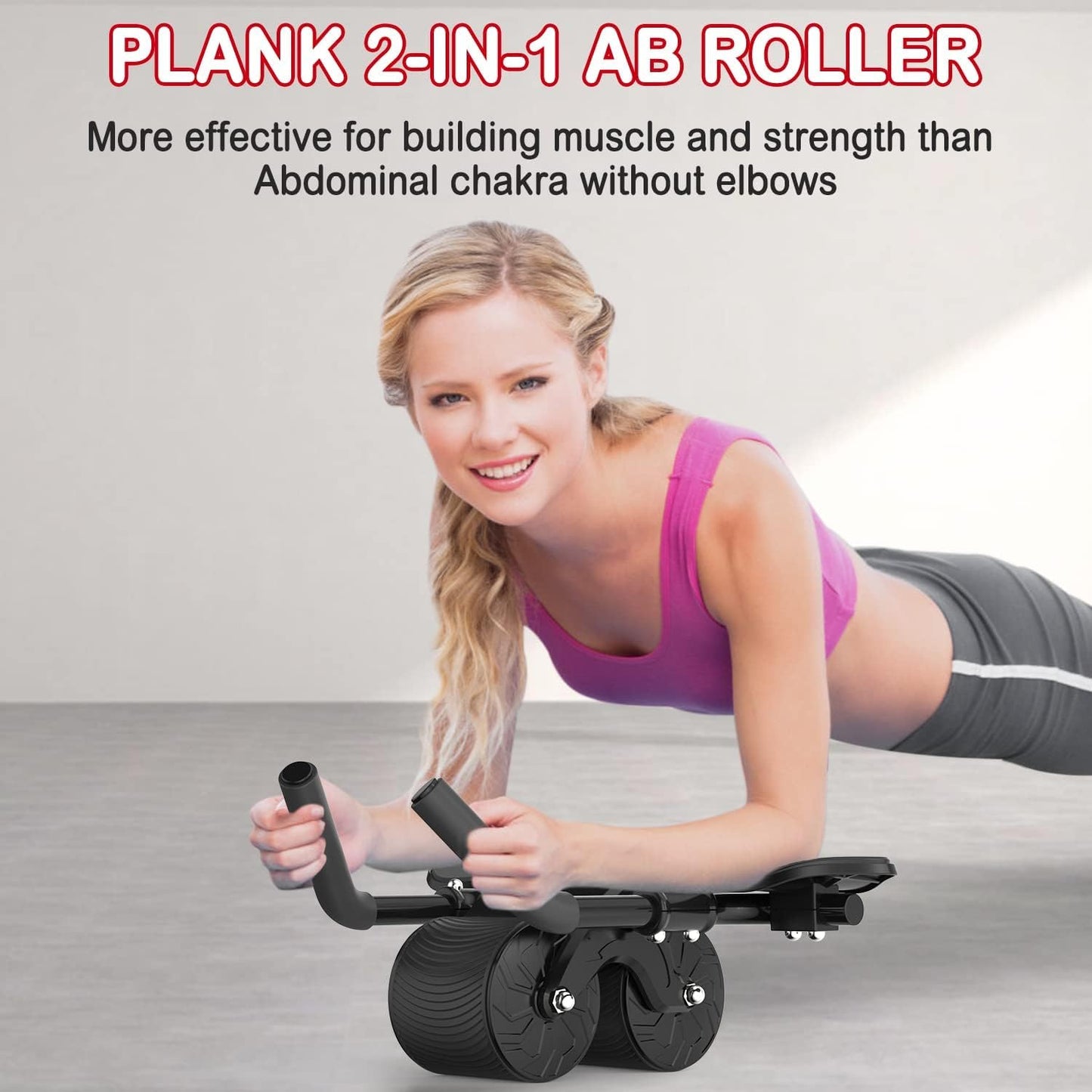 Ab Roller Wheel Dual-Wheel Core Trainer with Knee Pad - Home & Gym Workout