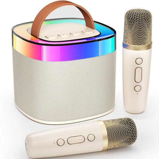 Ankuka Portable Karaoke Machine with 2 Wireless Mics, Bluetooth Speaker, LED