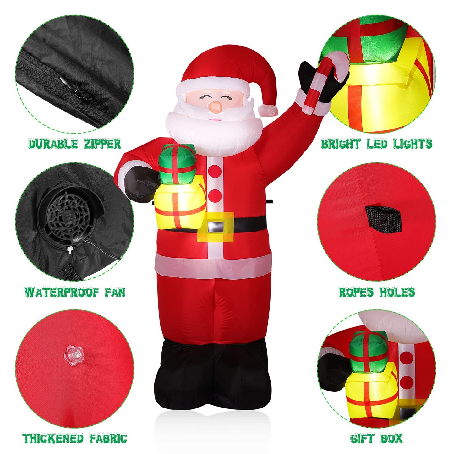 Inflatable Santa Claus 6Ft LED Christmas Decoration Outdoor Garden Display