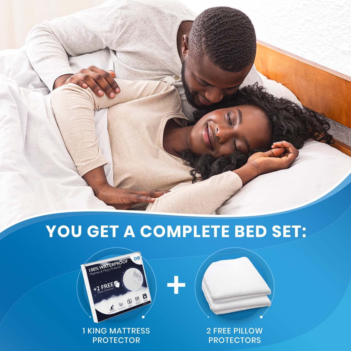 Waterproof Mattress Protector Deep Pocket Hypoallergenic Double Set