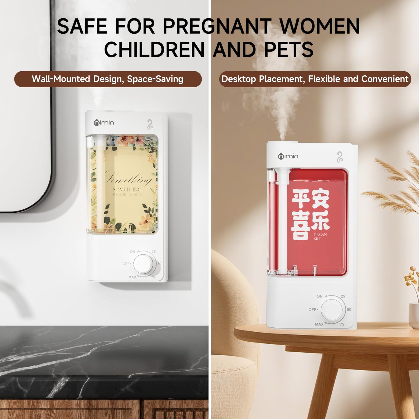 nimin Essential Oil Diffuser V05 + 6 Oils, 100 Levels, Waterless, Quiet