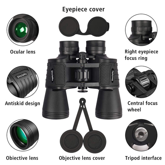 UncleHu 20x50 High Power Binoculars (BAK4 Prism, Waterproof)