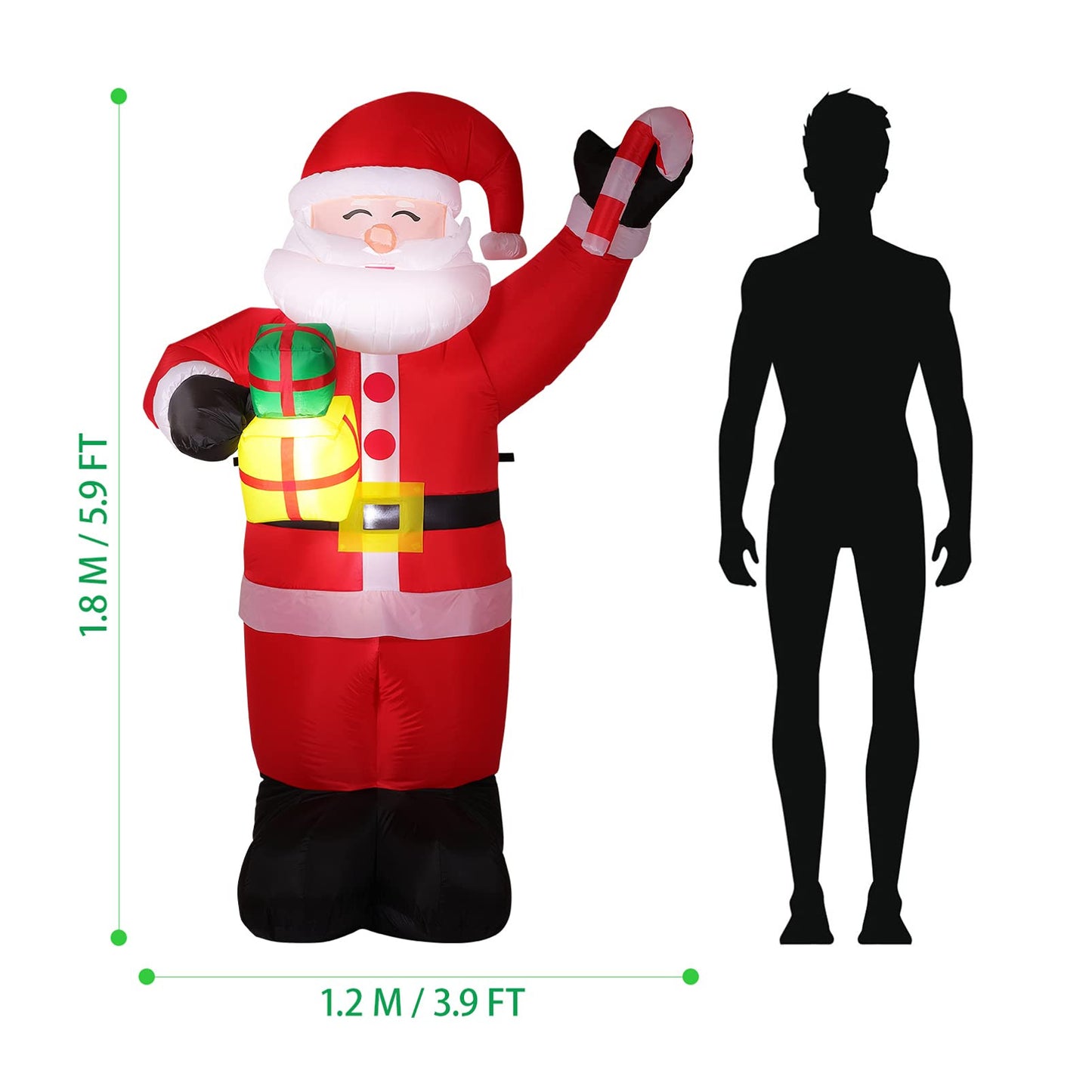 Inflatable Santa Claus 6Ft LED Christmas Decoration Outdoor Garden Display