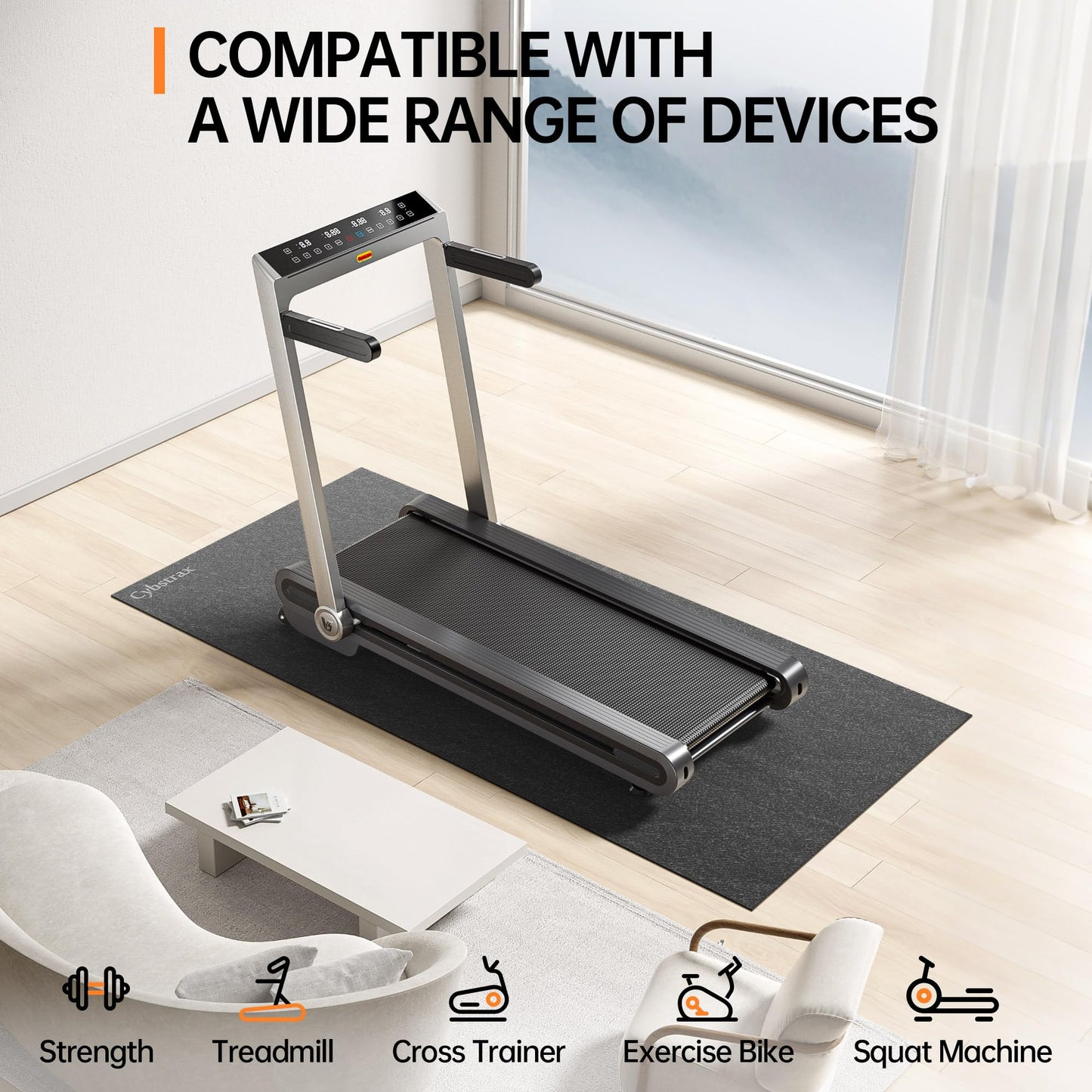 Exercise Equipment Mat Noise Reduction Waterproof Non Slip Surface Black