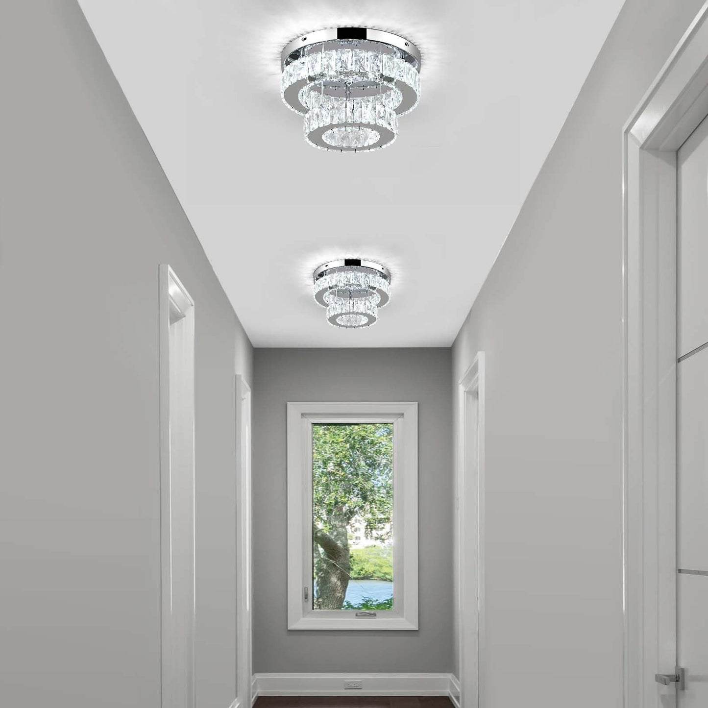 LED Crystal Ceiling Light Modern Chandelier 30W Bedroom Living Room