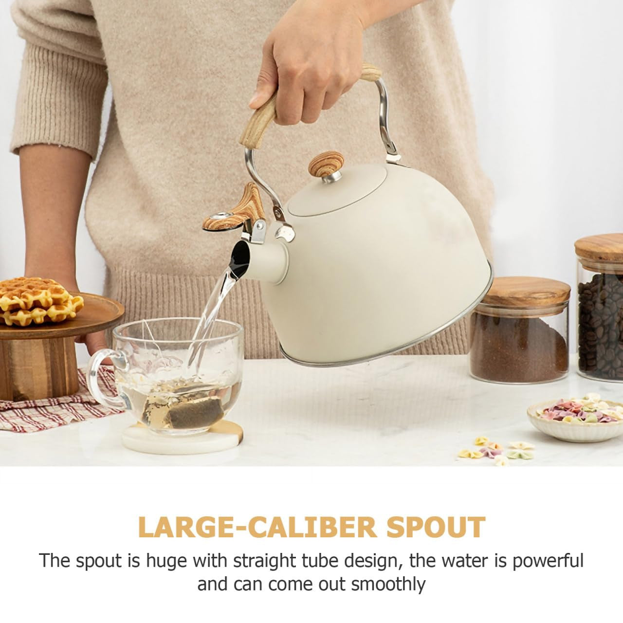 Lurrose 2.5L Whistling Tea Kettle Stainless Steel Teapot with Handle