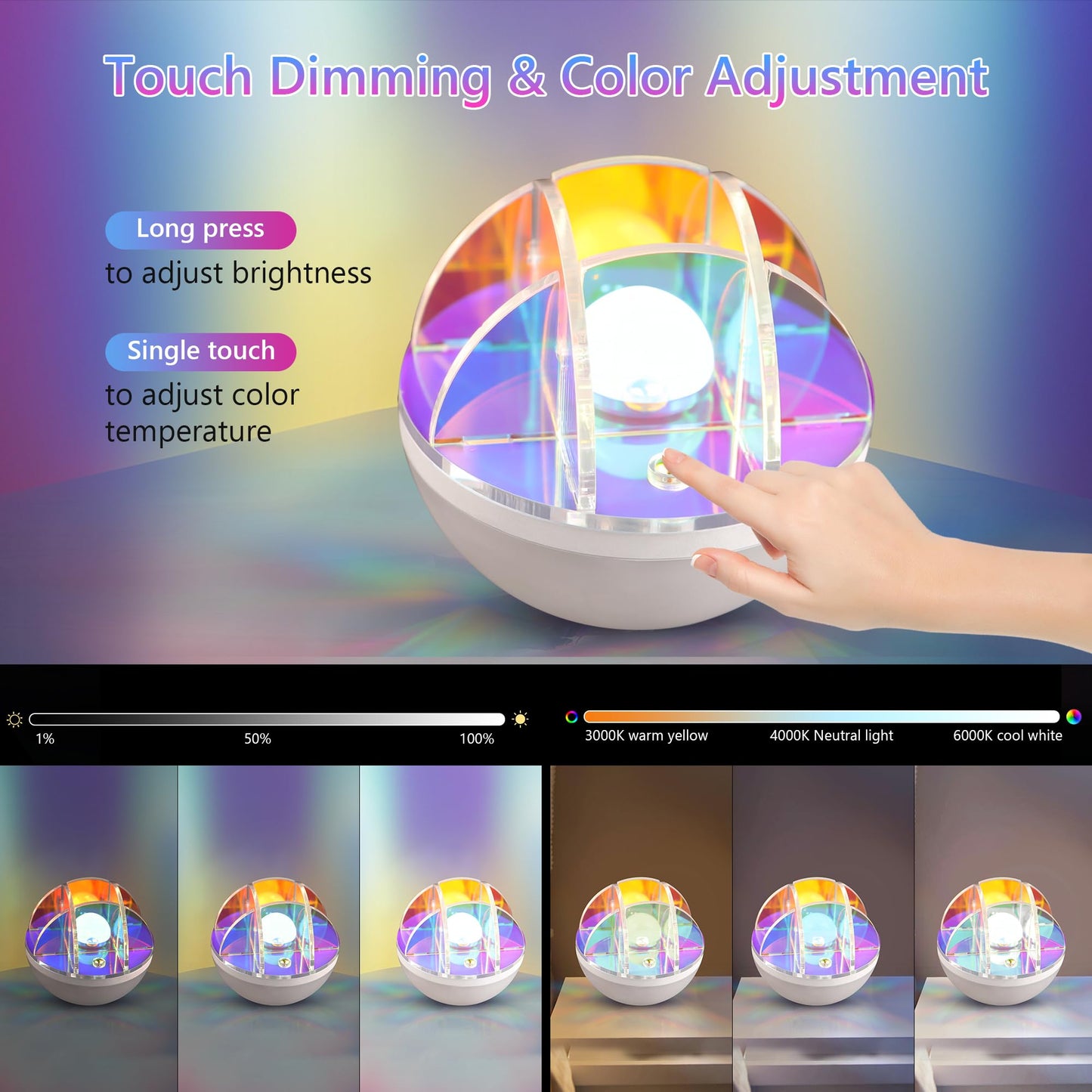 Aurora Roly-Poly Night Light RGB Mood Lamp - Adjustable Brightness, Multicolour