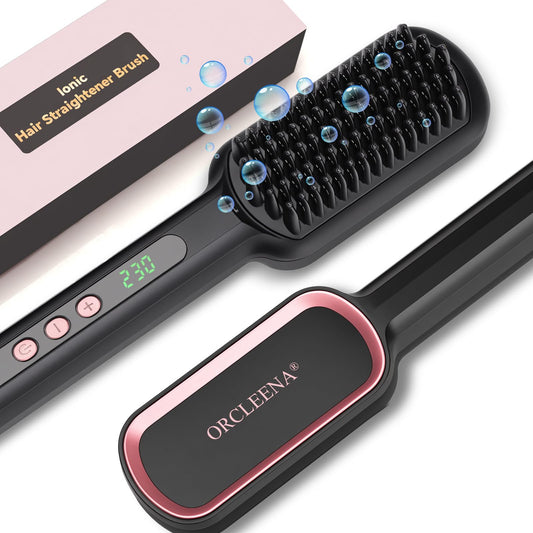 2 In 1 Ionic Hair Straightener Brush Ceramic Heating Comb Adjustable