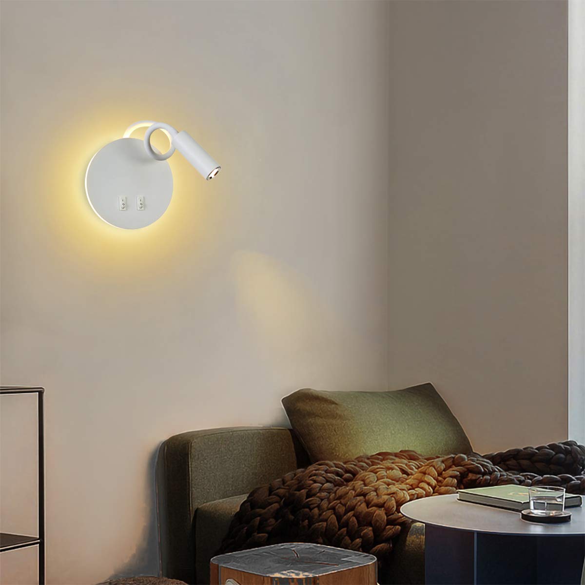 LED Bedside Wall Lamp 11W Adjustable Reading + Wall Light 3000K Warm White