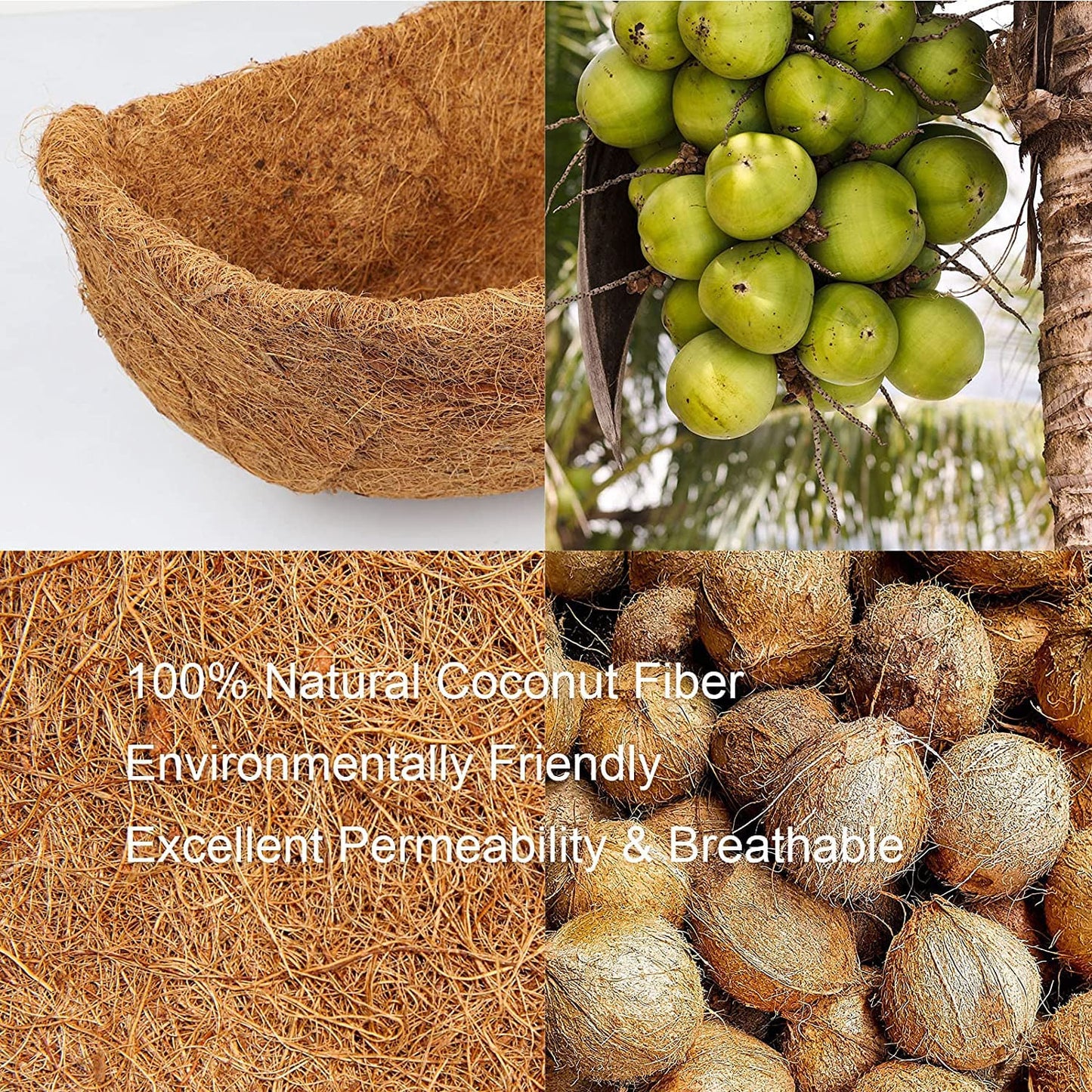 Coco Liner 30in Natural Coconut Fibre Replacement Wall Trough Basket 3 Pack