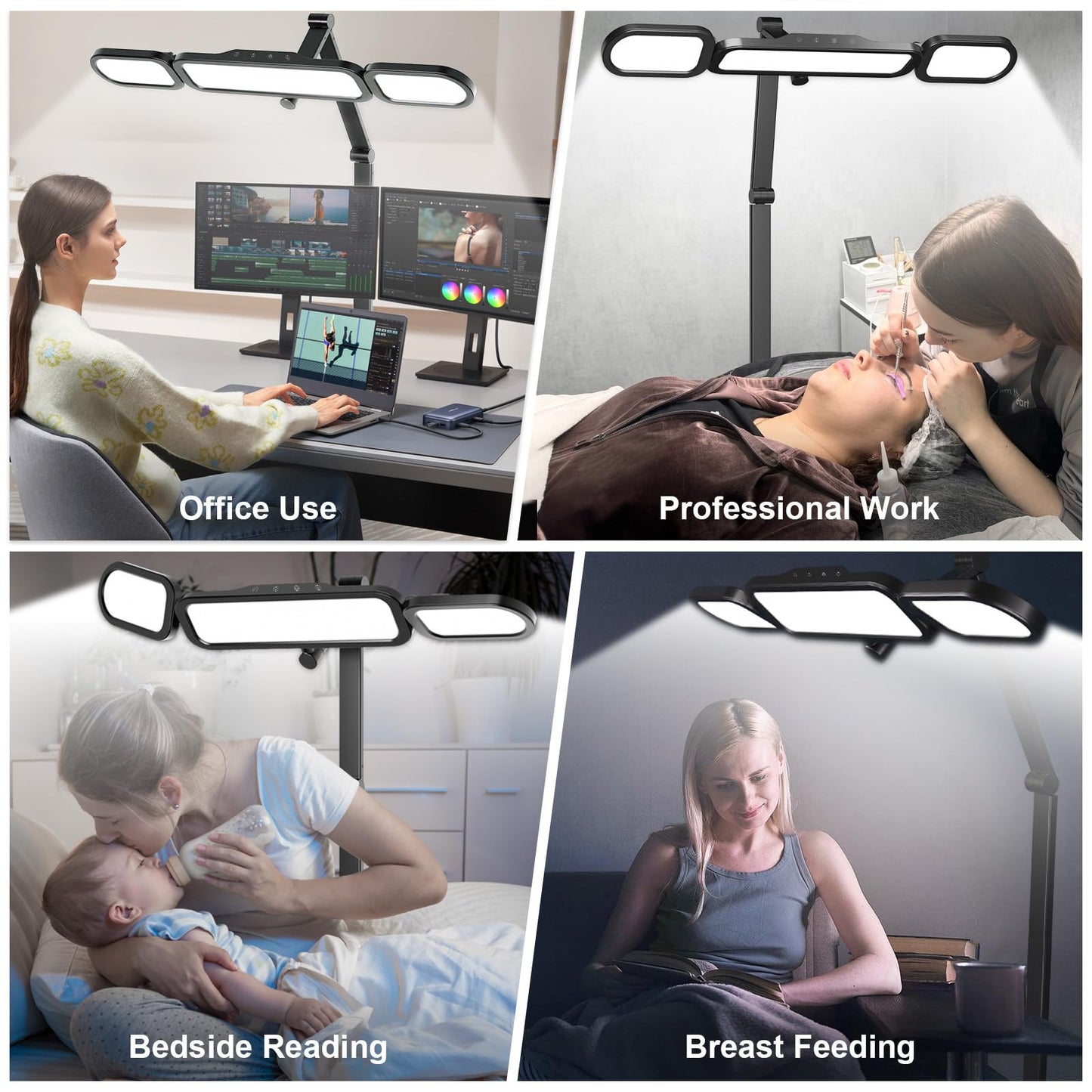 LED Desk Lamp With Clamp Adjustable Swing Arm Dimmable Eye Care Light