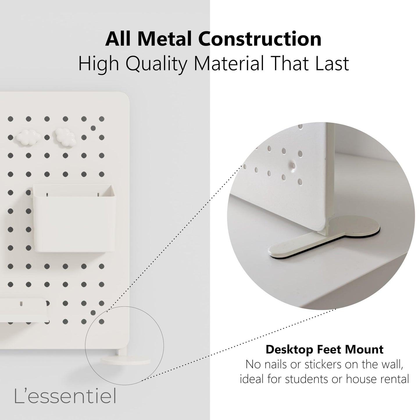 Metal Pegboard Organiser with Accessories – 37 × 37 cm