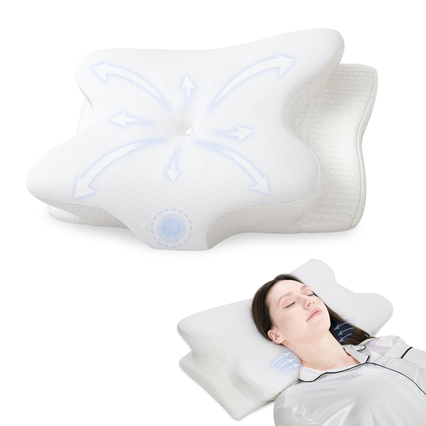 RUMMY Cervical Memory Foam Neck Pillow – 62×35×13cm