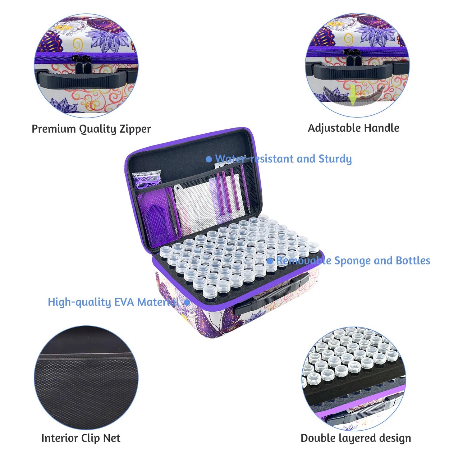 Diamond Painting Storage Case 120 Slots Organiser with Tools Accessories