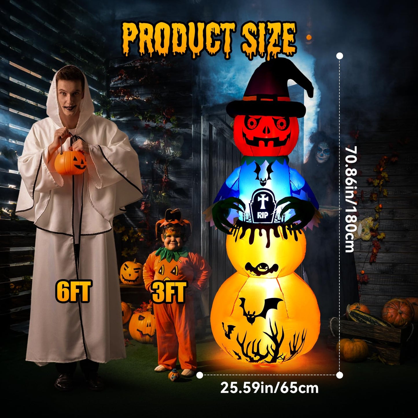 Halloween Inflatable Zombie Ghost 6ft Outdoor Decoration LED 12V Blower