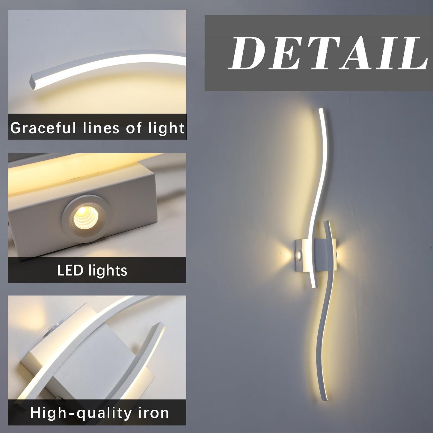 Modern LED Wall Light Linear Acrylic Bar Sconce Indoor Bedroom Living Room