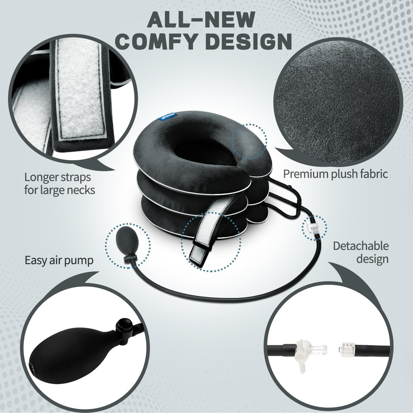 Inflatable Cervical Neck Traction Device Pain Relief Posture Support Grey