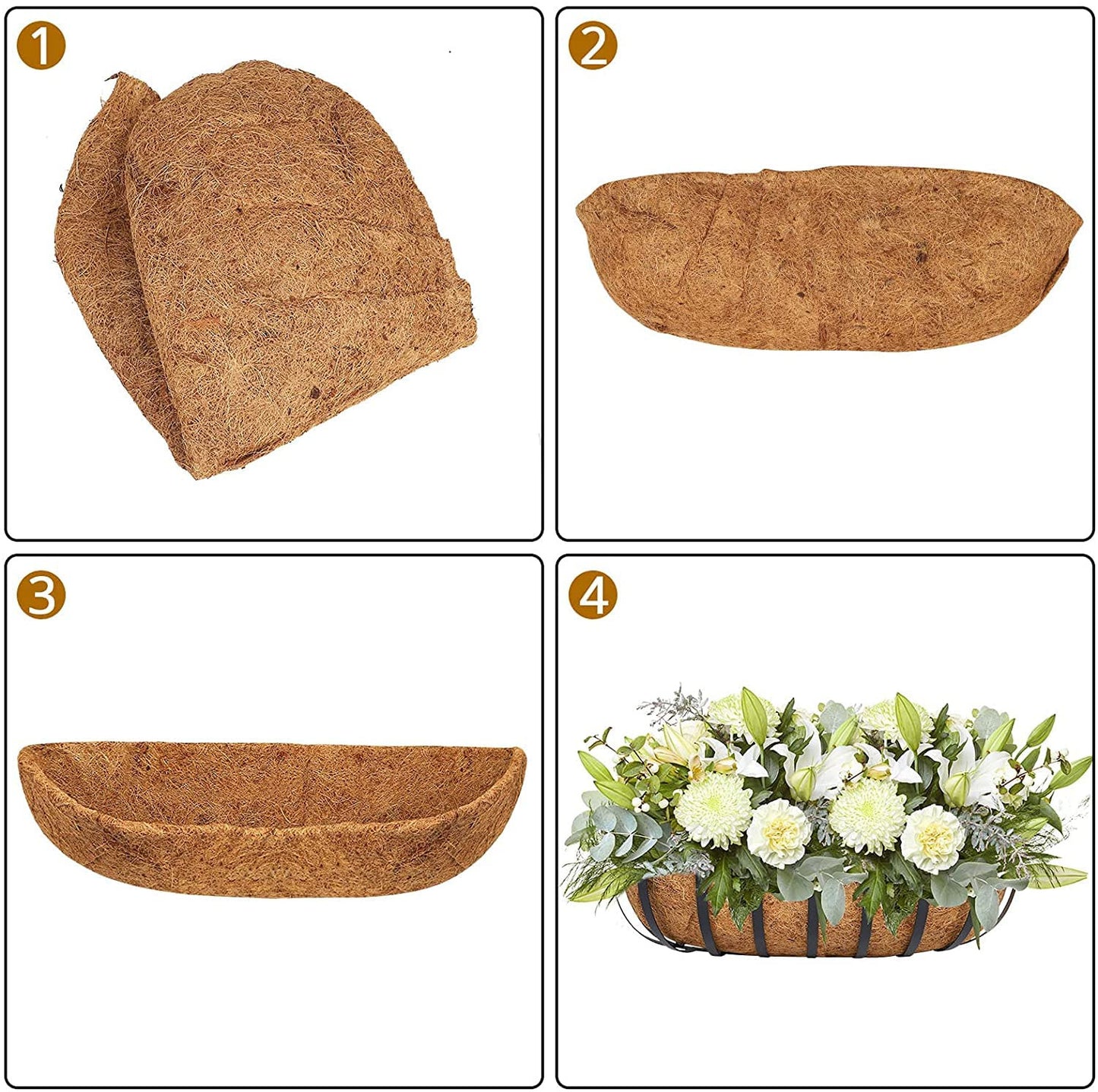 Coco Liner 30in Natural Coconut Fibre Replacement Wall Trough Basket 3 Pack