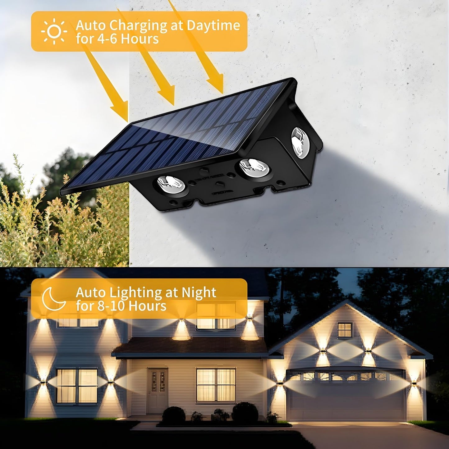 Solar Fence Lights Outdoor, 4 Pack, Warm White & RGB Colour Modes, IP65