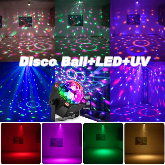 Disco Ball Party Light Sound Activated 6 Colour LED DJ Lamp w/ Remote