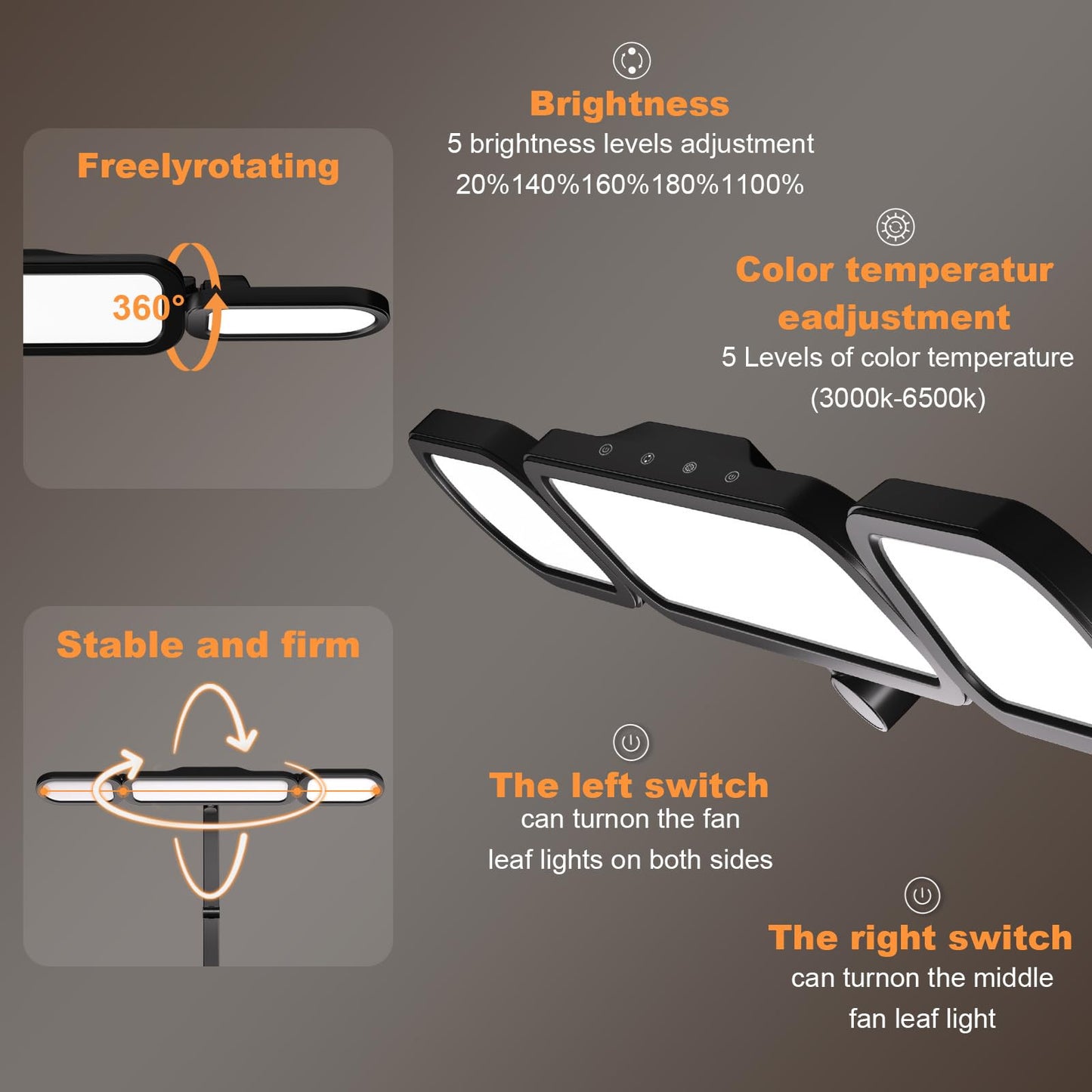LED Desk Lamp With Clamp Adjustable Swing Arm Dimmable Eye Care Light