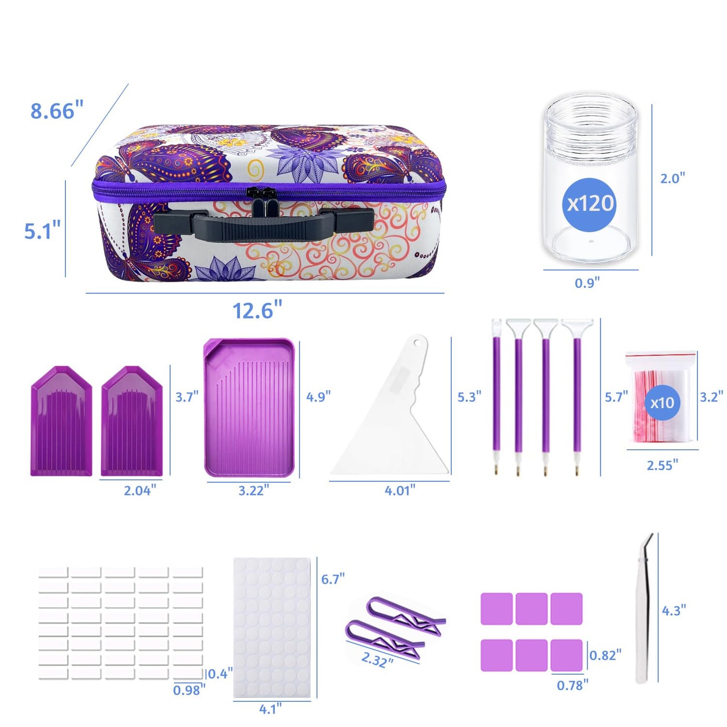 Diamond Painting Storage Case 120 Slots Organiser with Tools Accessories