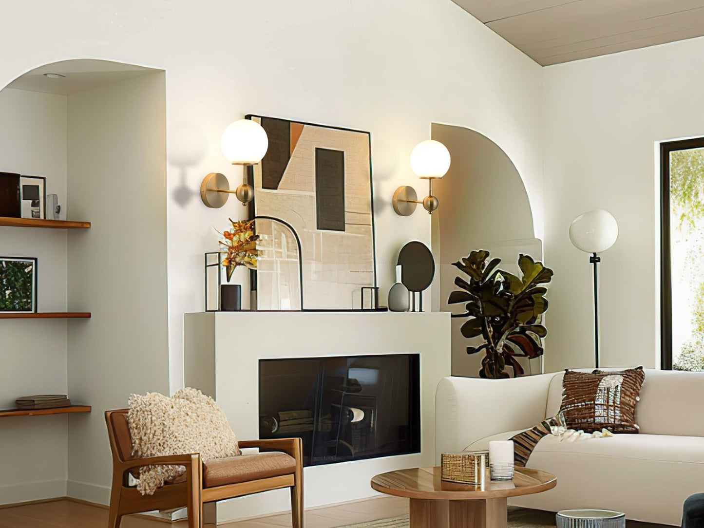 Battery Operated Wall Sconces Set of 2, Wireless RGB Wall Lights (Gold)