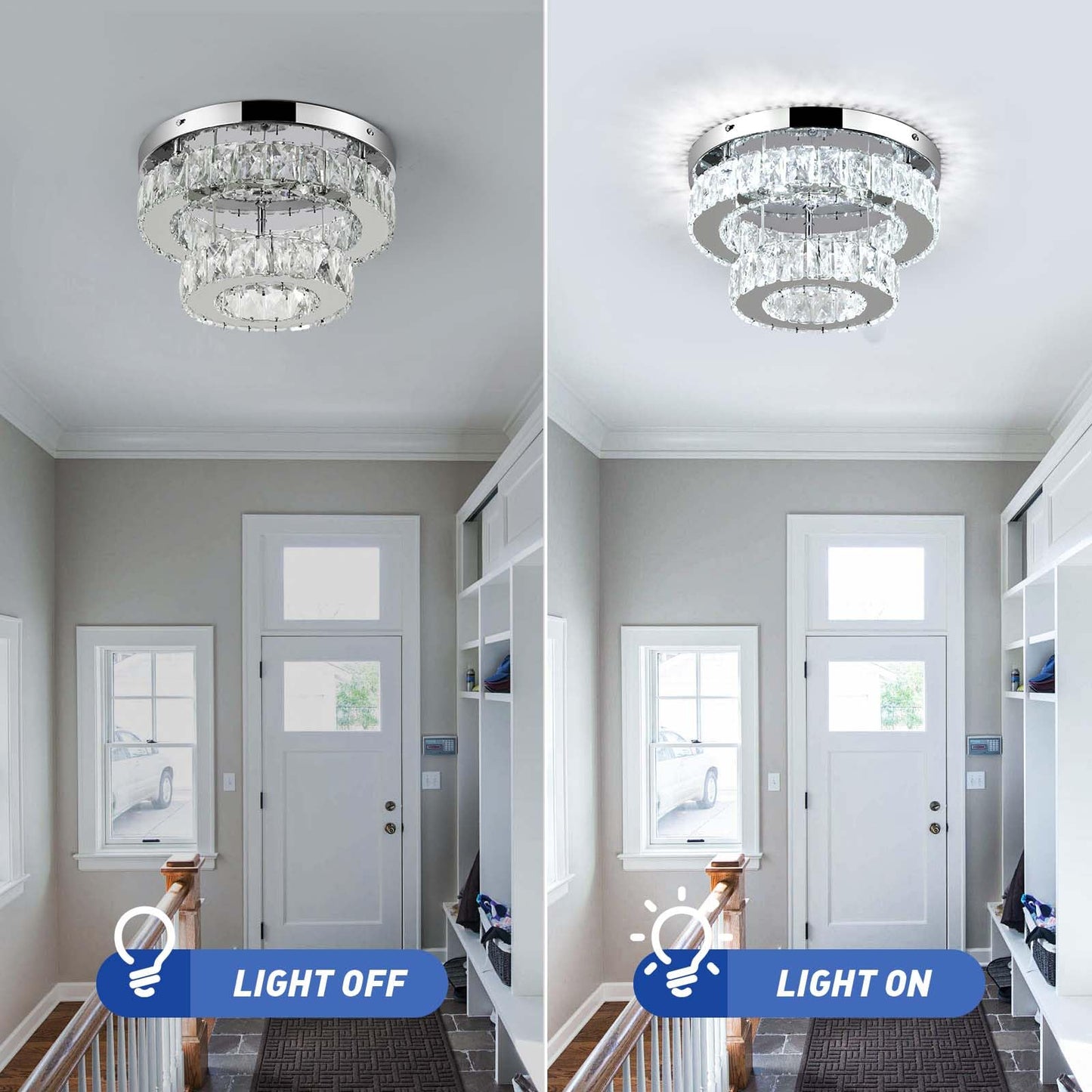 LED Crystal Ceiling Light Modern Chandelier 30W Bedroom Living Room