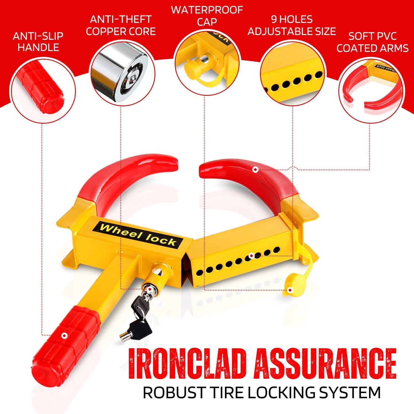 Wheel Lock Clamp Heavy Duty Anti Theft Parking Boot Car Trailer RV