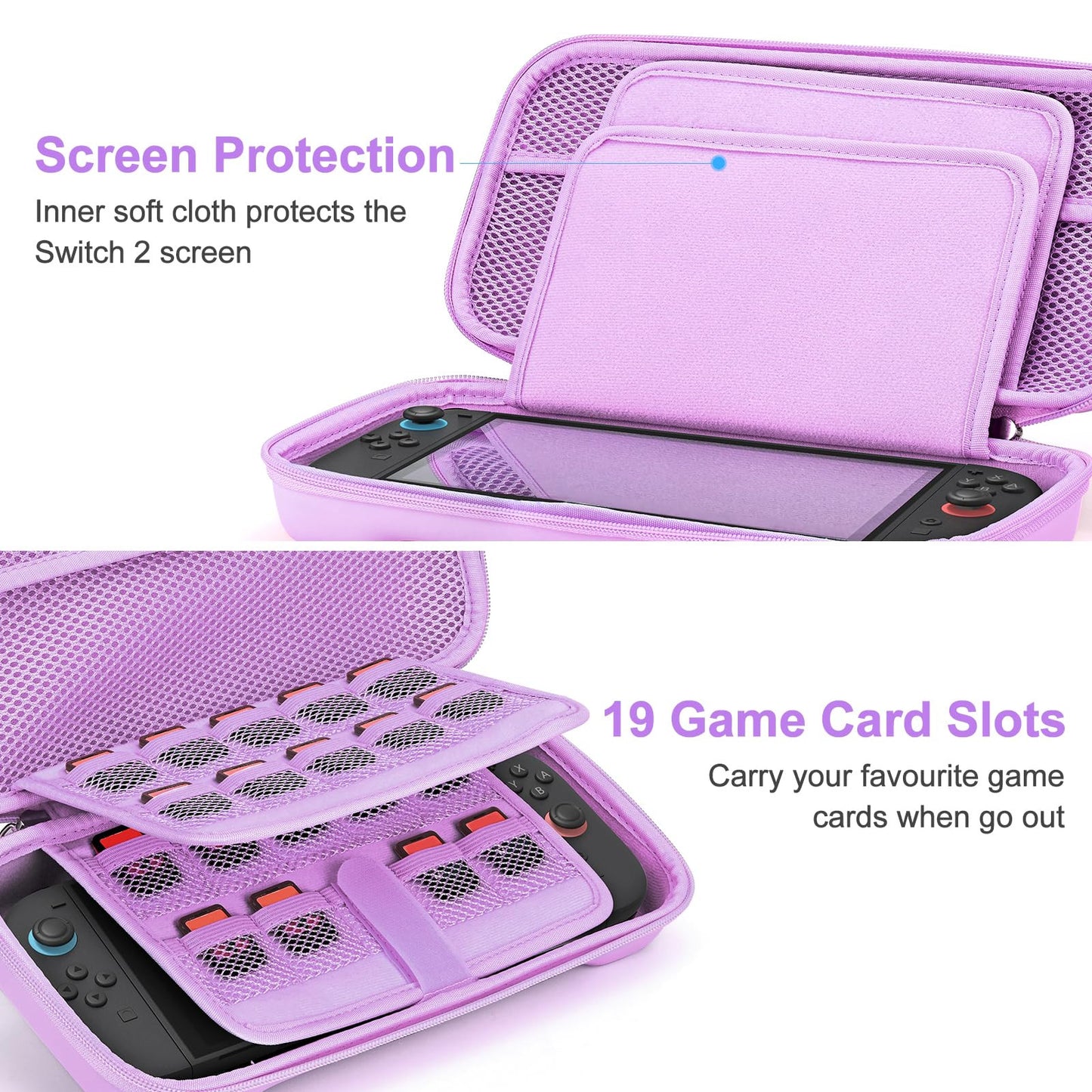 Nintendo Switch 2 Carry Case 19 Game Slots Shoulder Strap Hard Travel Bag