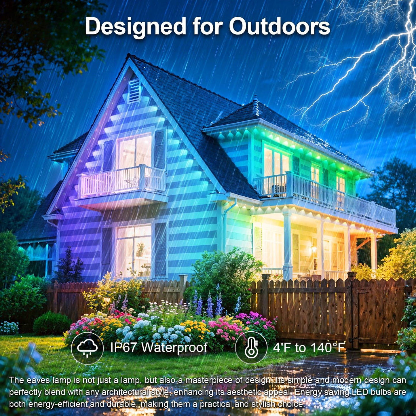 Permanent Outdoor Eaves Lights RGB App Remote Waterproof 45M LED