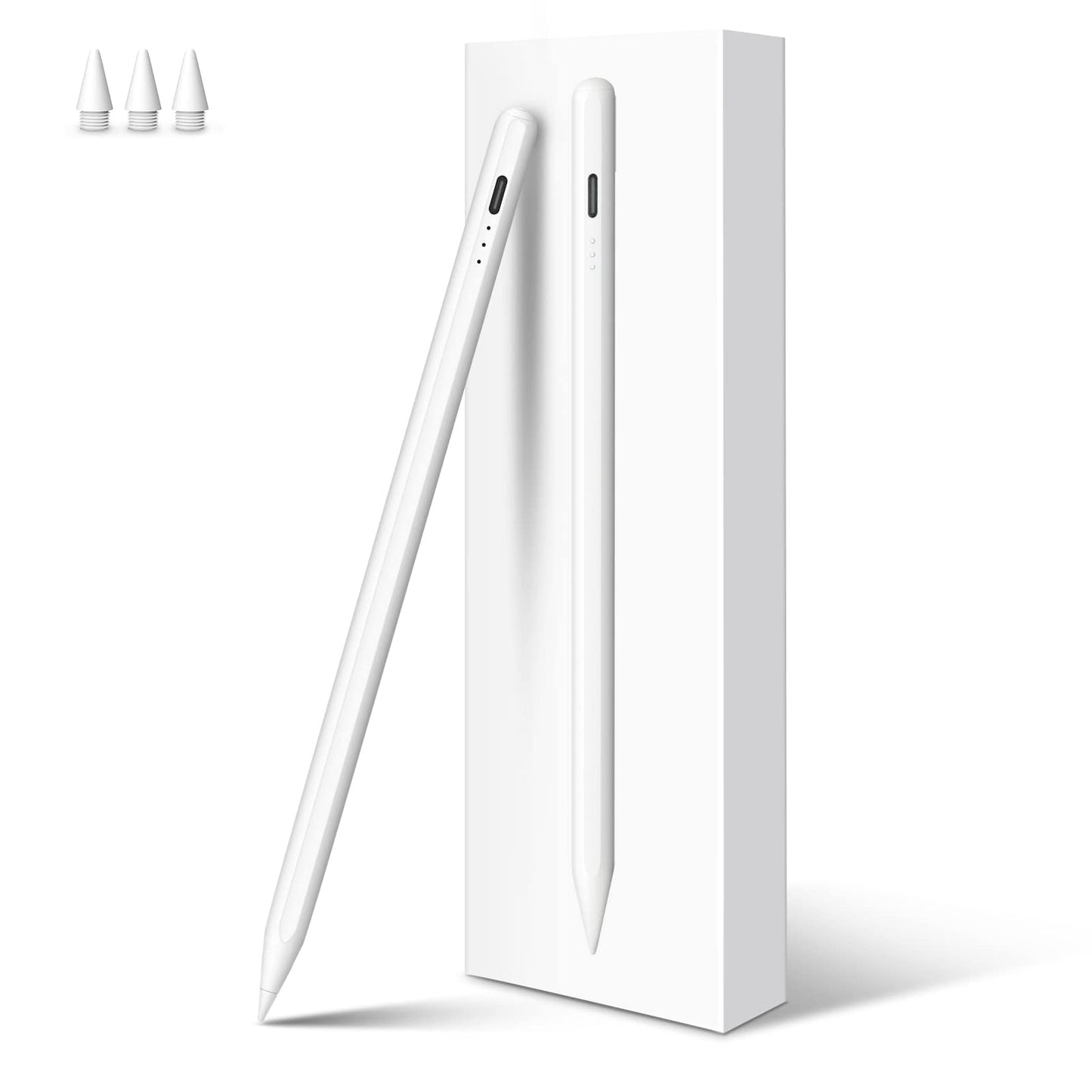 Active Stylus Pen for Apple iPad Fast Charging, Palm Rejection, Tilt - White
