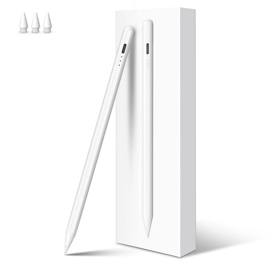 Active Stylus Pen for Apple iPad Fast Charging, Palm Rejection, Tilt - White