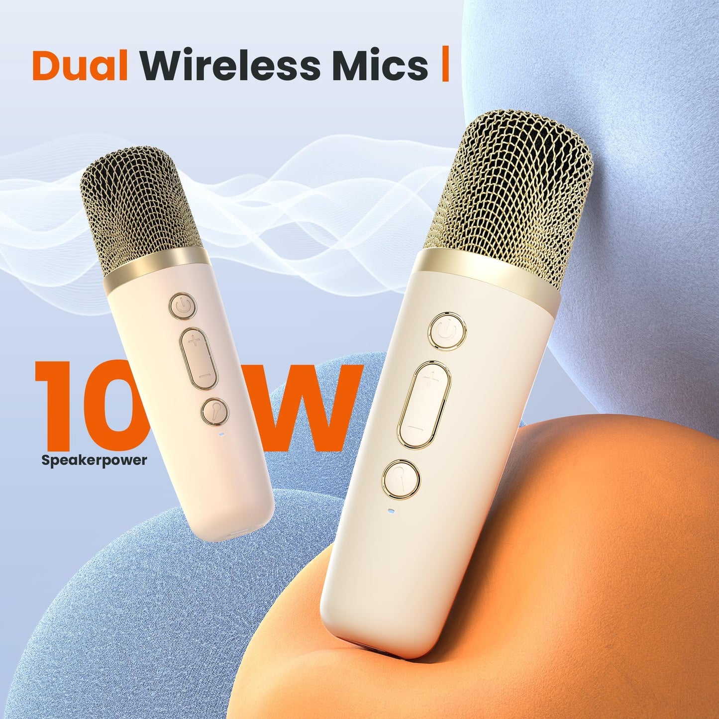 Ankuka Portable Karaoke Machine with 2 Wireless Mics, Bluetooth Speaker, LED