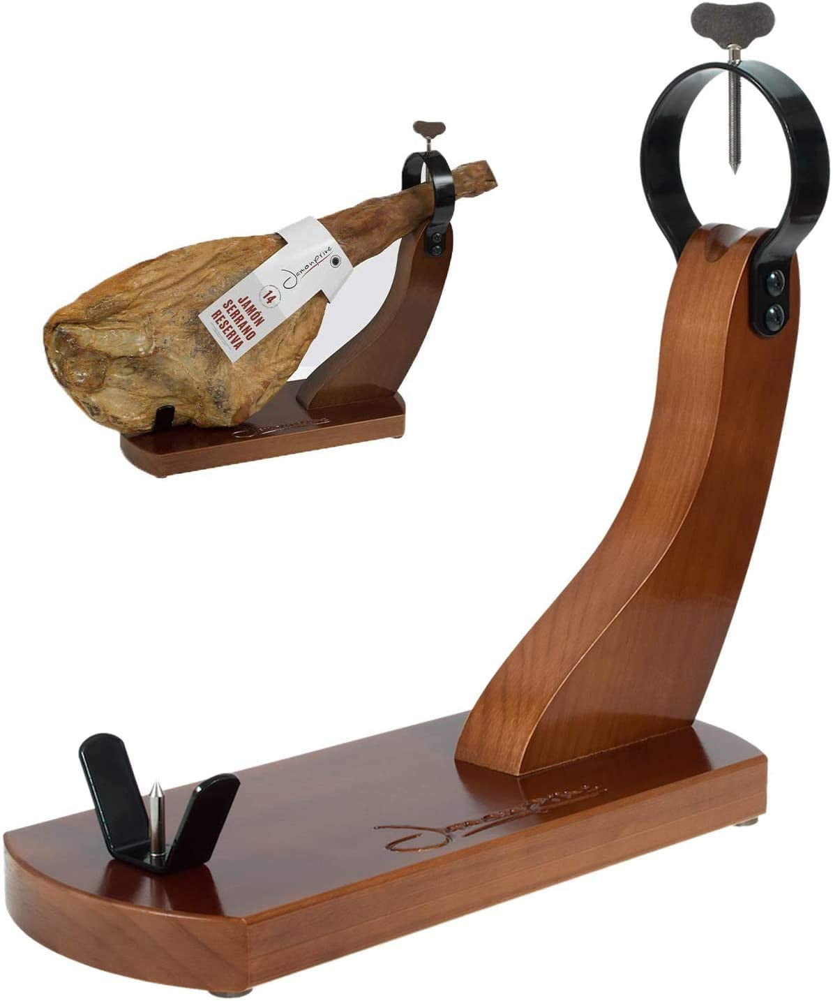 Ham Stand Set with Knife & Sharpening Steel Non-Slip Pads Carving Holder