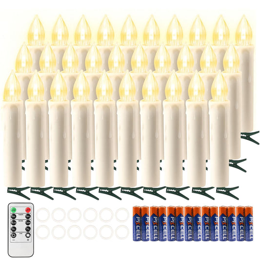 30 LED Flameless Candles Battery Operated Waterproof Timer Christmas Set