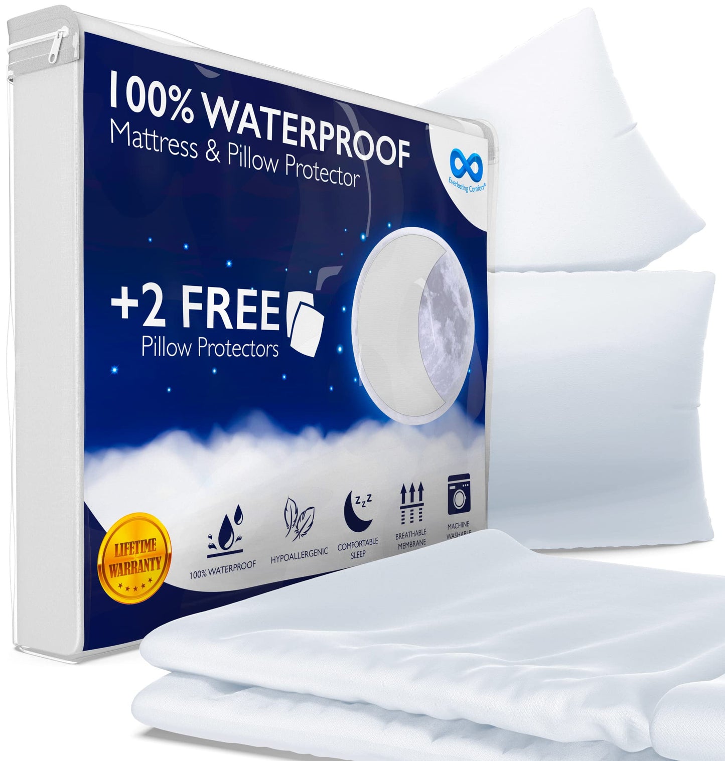 Waterproof Mattress Protector Deep Pocket Hypoallergenic Double Set