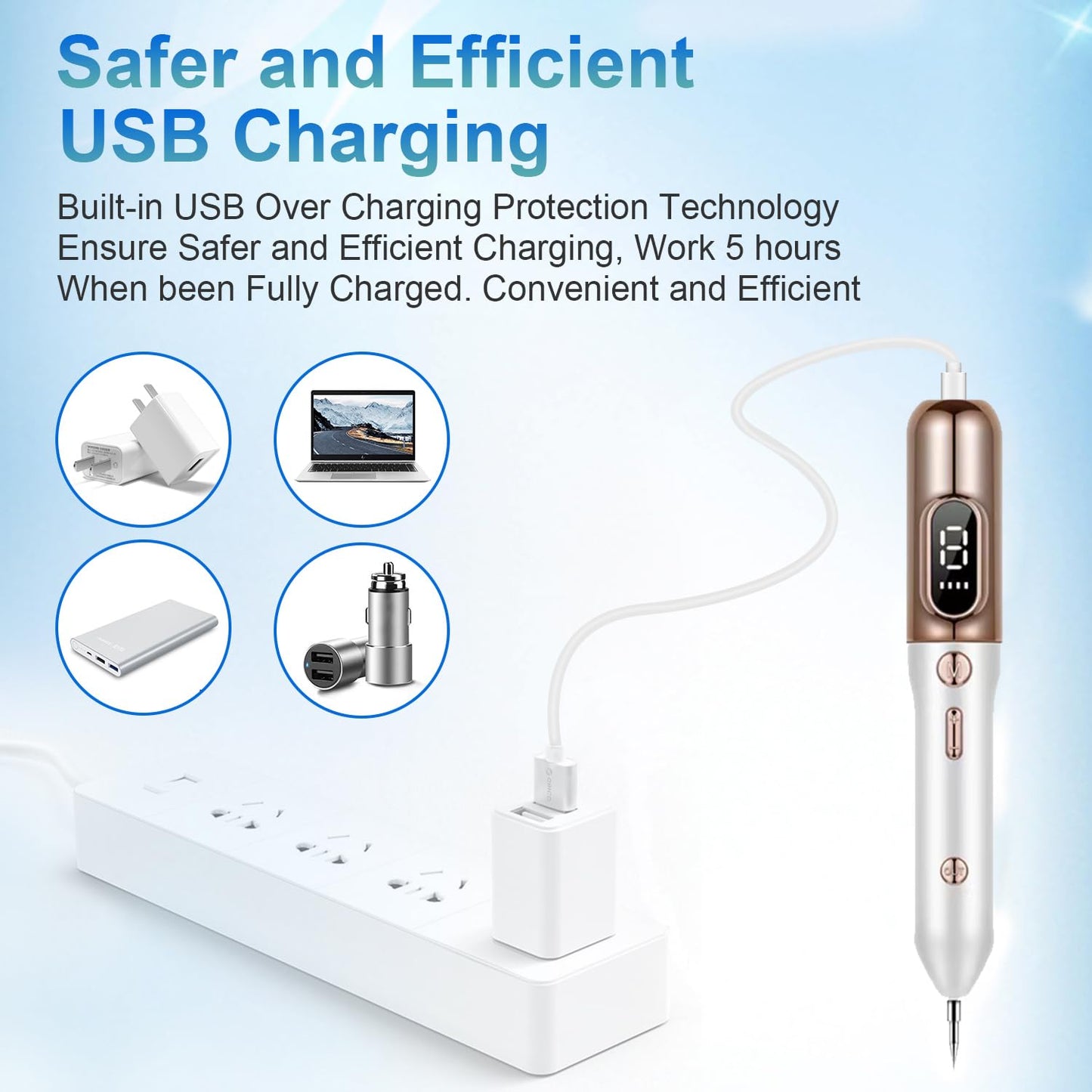 Skin Tag Remover Pen Rechargeable 9 Level with LED Spotlight