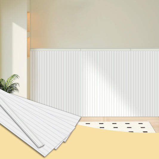 Board and Batten Wainscoting Kit, Paintable Wall Panels, White 3m x 1m