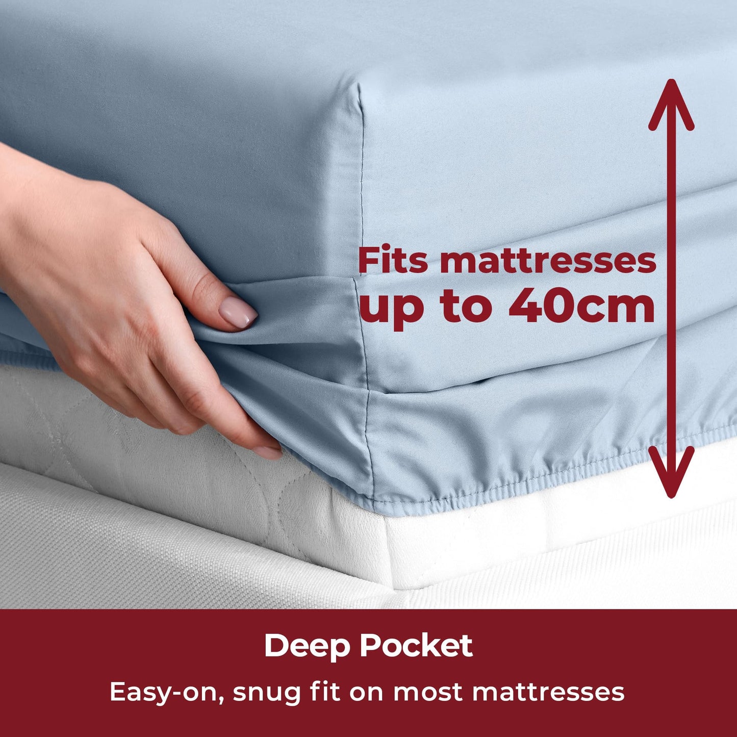 Mellanni Super King Fitted Sheet – Blue Hydrangea (180×200×40cm)